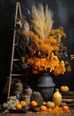 Autumn still life with pumpkins