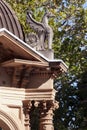 Griffin statue on 1884 baroque-inspired Victorian Gothic water fountain