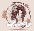 Elegant autumn girl. Vector illustration. Royalty Free Stock Photo