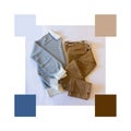 Autumn stylish woman outfit. Flatlay of woman dress and in a colour palette