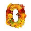 Autumn stylized alphabet. Digit 0