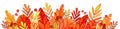 Autumn stylized leaves border in a watercolor style.