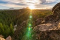 The Sun Sets Over Three Sisters Mountains In Bend Oregon