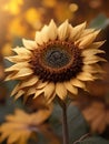 Autumn sunflowers in realistic macro focus