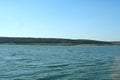 Autumn shore of a large reservoir