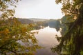 Autumn sunrise above river Luznice Royalty Free Stock Photo