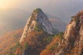 Autumn,sunrise of Baegundae peak, Bukhansan mountains in Seoul,