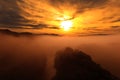 Autumn sunrise with mist River Dee Valley in Wales