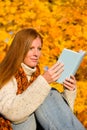 Autumn sunset country - woman read book Royalty Free Stock Photo