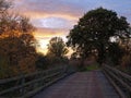 Autumn sunset on the Great Fen Project. Royalty Free Stock Photo