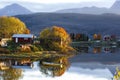 Autumn Sunset over Mestervik or Meistervik is a village in Balsfjord Municipality in TromMunicipality in Troms og Finnmark county, Royalty Free Stock Photo