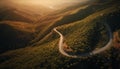 Autumn sunset over mountain range, breathtaking beauty generated by AI Royalty Free Stock Photo