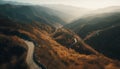 Autumn sunset over mountain range, breathtaking view generated by AI Royalty Free Stock Photo