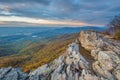 Autumn sunset view from Little Stony Man Cliffs, along the Appalachian Trail in Shenandoah National Park, Virginia Royalty Free Stock Photo