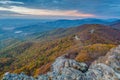 Autumn sunset view from Little Stony Man Cliffs, along the Appalachian Trail in Shenandoah National Park, Virginia Royalty Free Stock Photo