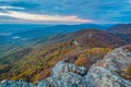 Autumn sunset view from Little Stony Man Cliffs, along the Appalachian Trail in Shenandoah National Park, Virginia Royalty Free Stock Photo