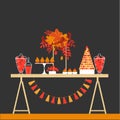 Autumn sweet table. Wedding candy buffet. Royalty Free Stock Photo