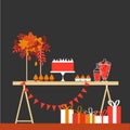 Autumn sweet table. Wedding candy buffet. Royalty Free Stock Photo