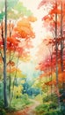 Autumn Symphony: Vibrant Trees, Swirling Leaves, and Sweet Maple