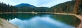 Autumn Synevir mountain lake panorama Royalty Free Stock Photo