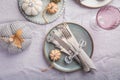 Autumn table setting with pumpkins. Thanksgiving holiday dinner and fall decoration Royalty Free Stock Photo