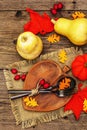 Autumn table setting for Thanksgiving or Halloween Royalty Free Stock Photo