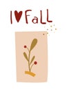Vector autumn cute card illustration in flat simple linear style