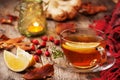 Autumn tea with ginger, lemon