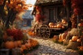 Autumn Thanksgiving background autumn fruits and vegetables Happy Thanksgiving Day Royalty Free Stock Photo