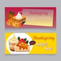 Autumn thanksgiving banner with snacks