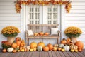 Autumn Thanksgiving Vibes: Cozy House Decor with Pumpkins, Flowers and Fall Foliage