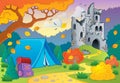 Autumn theme with castle ruins 3