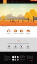 Autumn Theme Website Template: One Page Flat Design Style Royalty Free Stock Photo