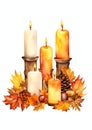 Autumn-themed candles watercolor border