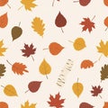 Autumn-themed pattern featuring various stylized leaves Royalty Free Stock Photo