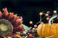 Autumn themed still life with a black background