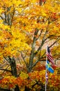 Autumn with Three Flags