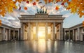 Autumn time in Berlin: the historical Brandeburger Tor Gate during sunset time Royalty Free Stock Photo