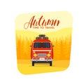 Autumn time family travel and trip. The family car. Vector illustration Royalty Free Stock Photo