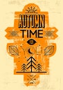 Autumn time retro grunge poster. Vector typographical design. Royalty Free Stock Photo