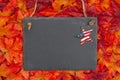 Autumn time in the USA with a chalkboard with a retro stars and