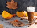 Autumn traditional pumpkin latte glass