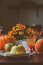 Autumn traditional table setting for Thanksgiving or Halloween Royalty Free Stock Photo