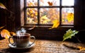 Autumn Tranquility Cozy Moments by the Window Royalty Free Stock Photo