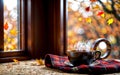 Autumn Tranquility Cozy Moments by the Window Royalty Free Stock Photo