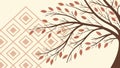 Autumn Tree Branch with Geometric Square Pattern Background, vector design Generative AI Royalty Free Stock Photo