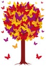 Autumn tree with butterfly leaves, vector Royalty Free Stock Photo