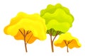 Autumn tree, different sizes and forms trees with green, orange, yellow leaves, autumn symbols Royalty Free Stock Photo