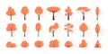 Autumn tree flat leaf bush icon forest vector set Royalty Free Stock Photo