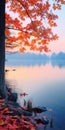 Autumn Tree Reflection: A Serene Blend Of Hazy Romanticism And Zen Buddhism